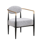 Mid-Century Armchair - Velvet/Faux Leather, Iron Frame, 24"W x 30.5"H, Single Seat, 330 lbs Capacity