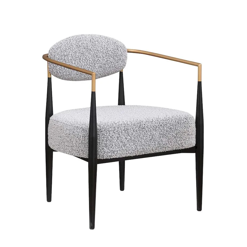 Mid-Century Armchair - Velvet/Faux Leather, Iron Frame, 24"W x 30.5"H, Single Seat, 330 lbs Capacity