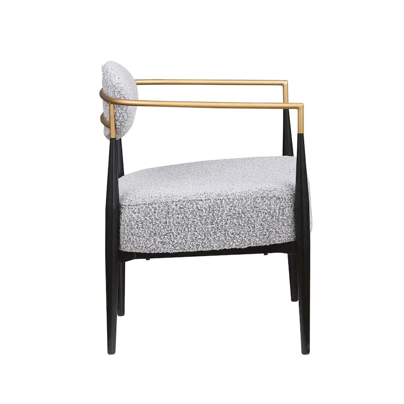 Mid-Century Armchair - Velvet/Faux Leather, Iron Frame, 24"W x 30.5"H, Single Seat, 330 lbs Capacity