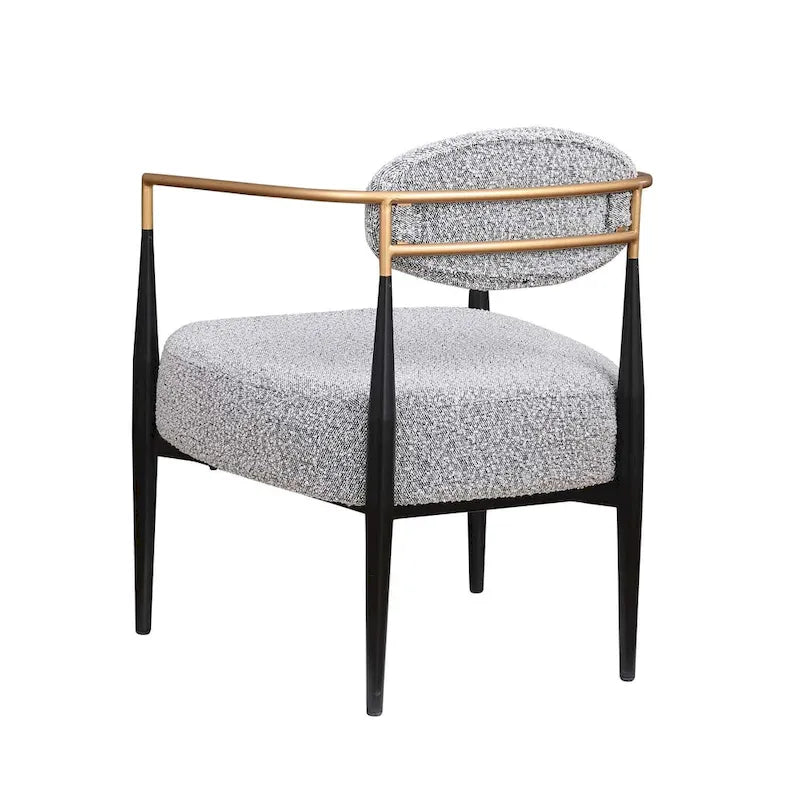 Mid-Century Armchair - Velvet/Faux Leather, Iron Frame, 24"W x 30.5"H, Single Seat, 330 lbs Capacity