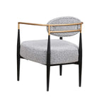 Mid-Century Armchair - Velvet/Faux Leather, Iron Frame, 24"W x 30.5"H, Single Seat, 330 lbs Capacity