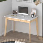 Wood Desk - 39.4"W, Multi-Functional, Rounded Corners, Optional Drawers, Easy Assembly