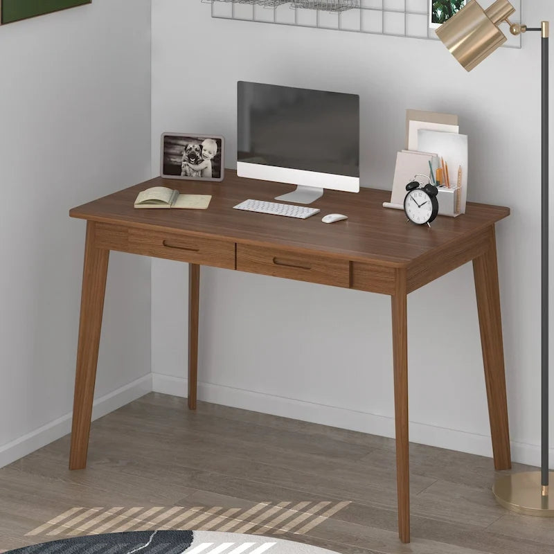 Wood Desk - 39.4"W, Multi-Functional, Rounded Corners, Optional Drawers, Easy Assembly