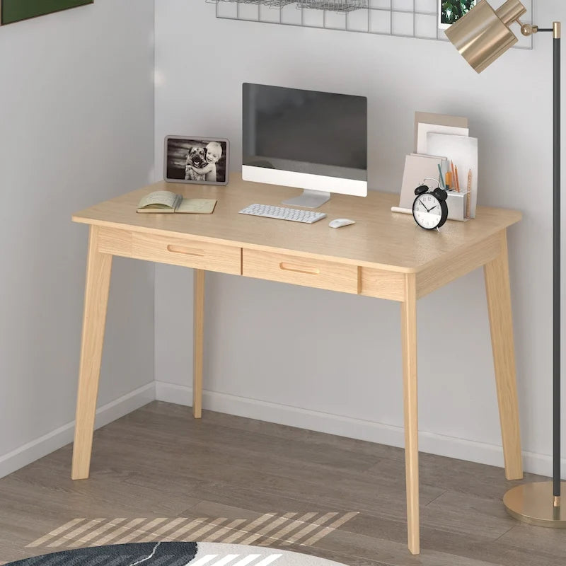 Wood Desk - 39.4"W, Multi-Functional, Rounded Corners, Optional Drawers, Easy Assembly