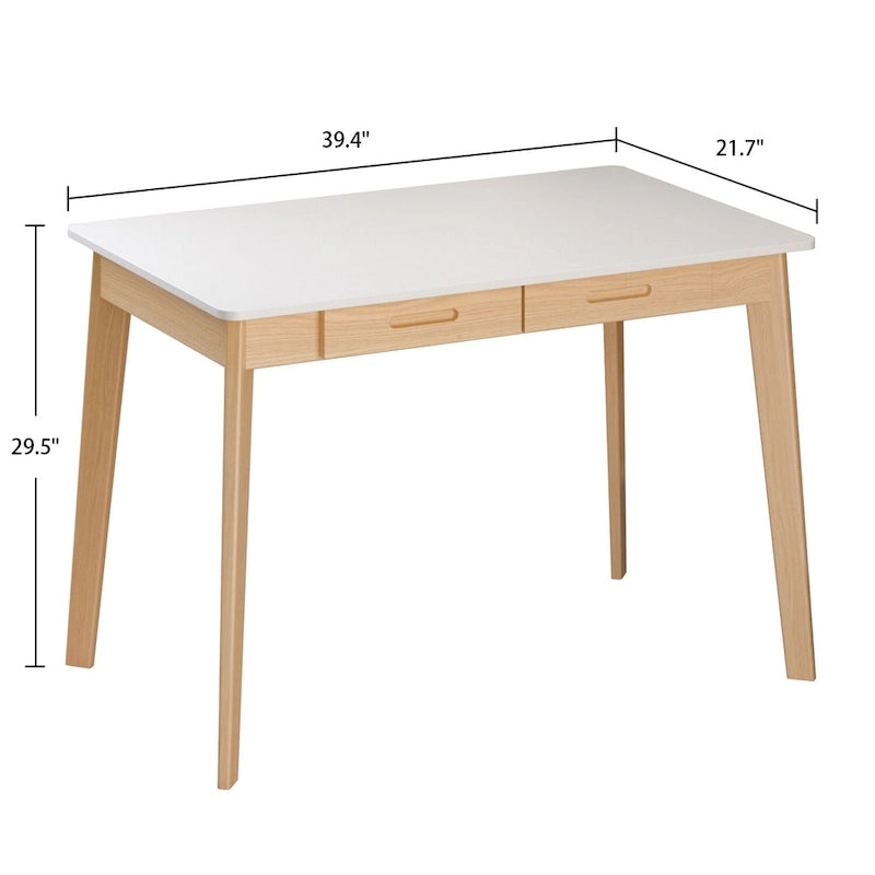 Wood Desk - 39.4"W, Multi-Functional, Rounded Corners, Optional Drawers, Easy Assembly