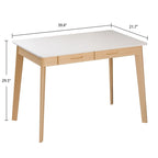 Wood Desk - 39.4"W, Multi-Functional, Rounded Corners, Optional Drawers, Easy Assembly