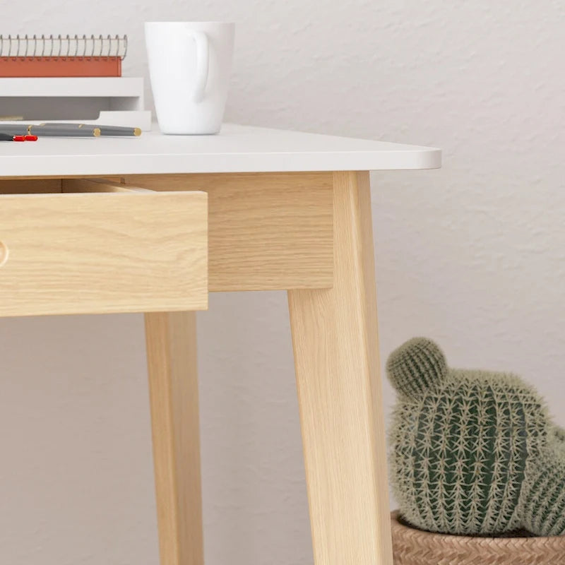 Wood Desk - 39.4"W, Multi-Functional, Rounded Corners, Optional Drawers, Easy Assembly