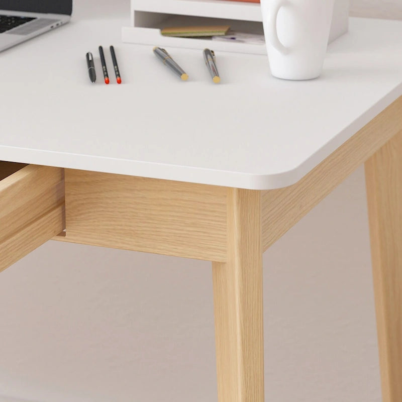 Wood Desk - 39.4"W, Multi-Functional, Rounded Corners, Optional Drawers, Easy Assembly
