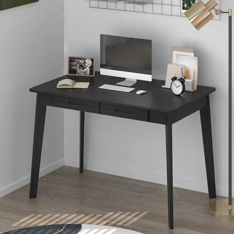 Wood Desk - 39.4"W, Multi-Functional, Rounded Corners, Optional Drawers, Easy Assembly