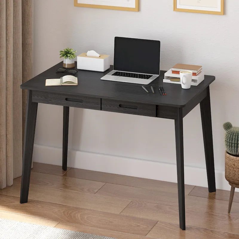 Wood Desk - 39.4"W, Multi-Functional, Rounded Corners, Optional Drawers, Easy Assembly