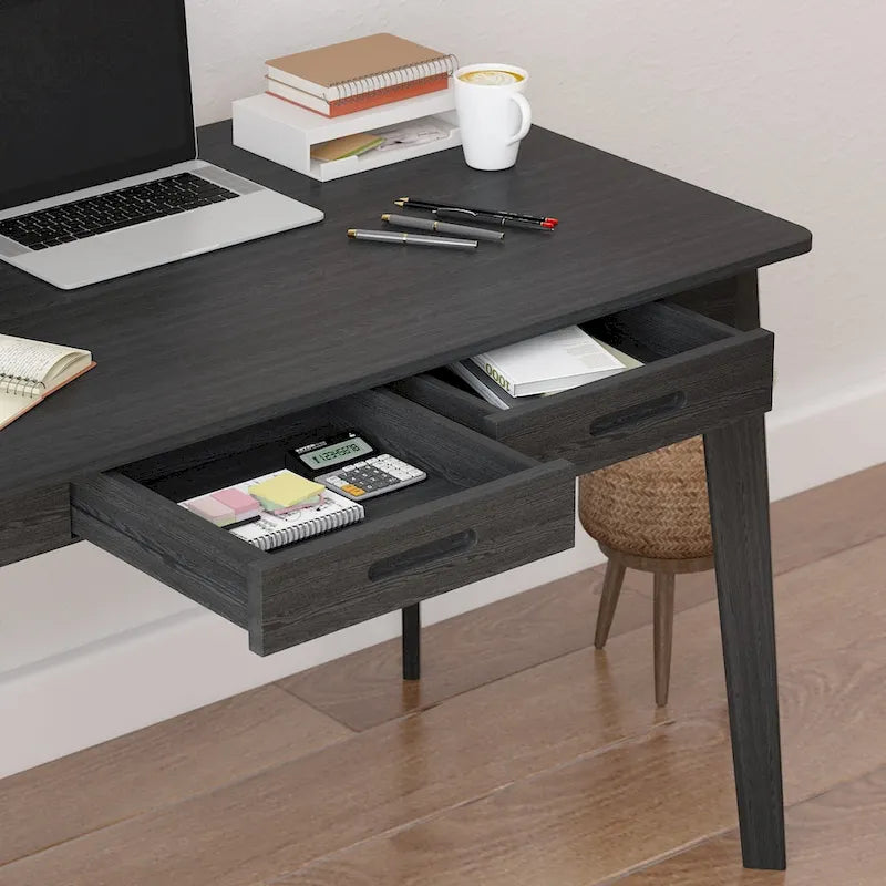 Wood Desk - 39.4"W, Multi-Functional, Rounded Corners, Optional Drawers, Easy Assembly