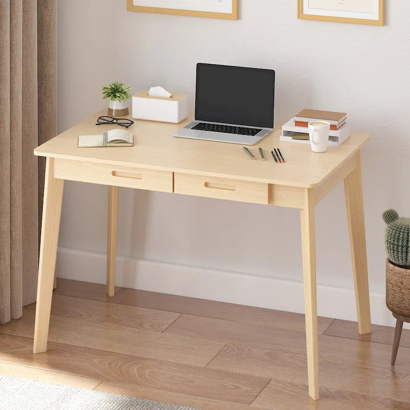 Wood Desk - 39.4"W, Multi-Functional, Rounded Corners, Optional Drawers, Easy Assembly