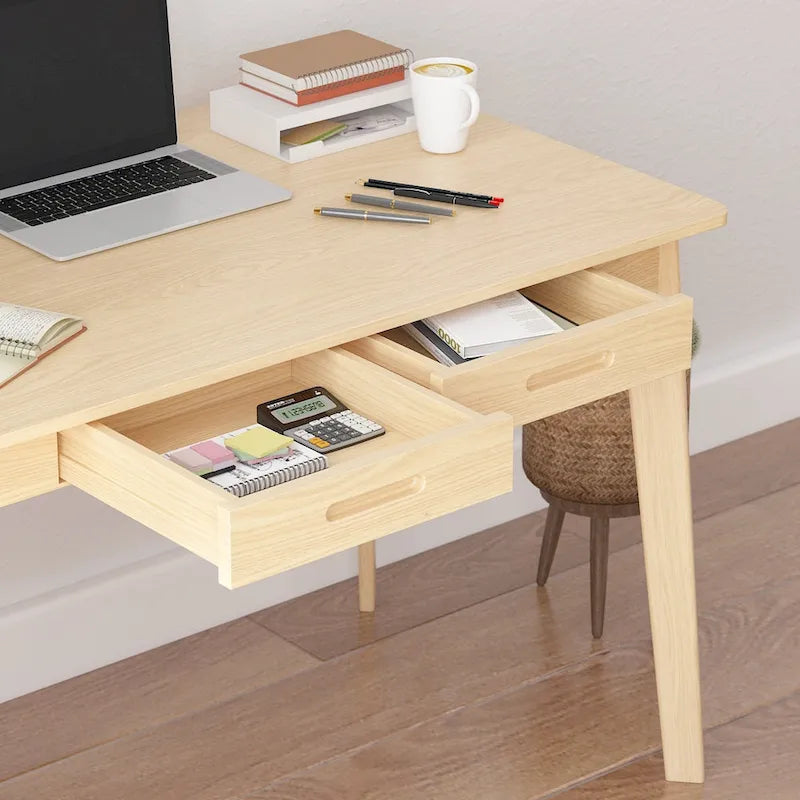 Wood Desk - 39.4"W, Multi-Functional, Rounded Corners, Optional Drawers, Easy Assembly