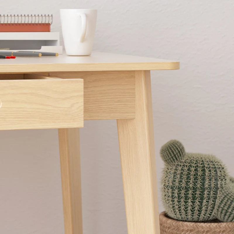 Wood Desk - 39.4"W, Multi-Functional, Rounded Corners, Optional Drawers, Easy Assembly