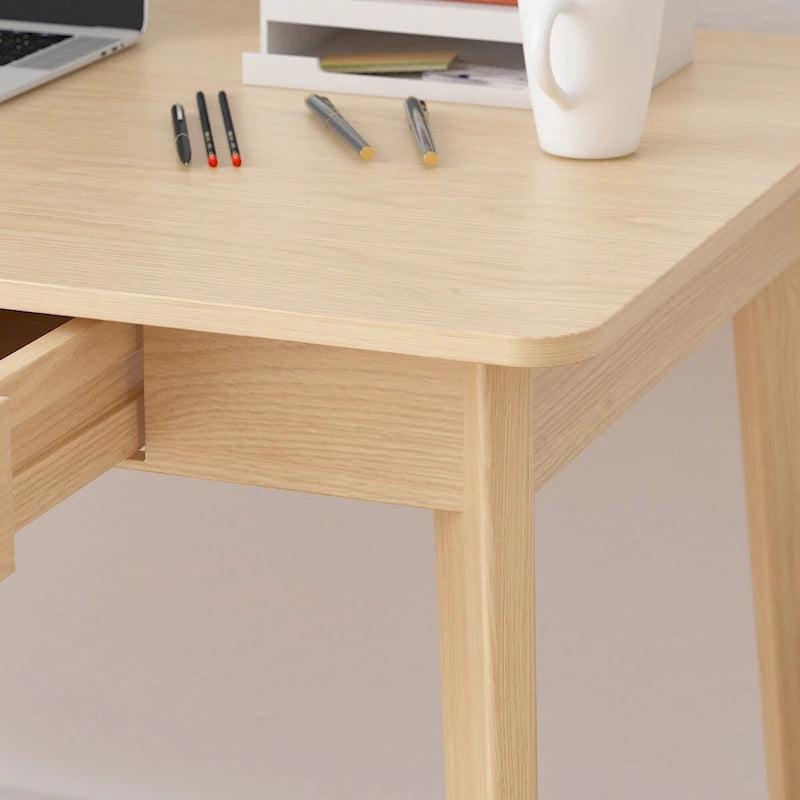 Wood Desk - 39.4"W, Multi-Functional, Rounded Corners, Optional Drawers, Easy Assembly
