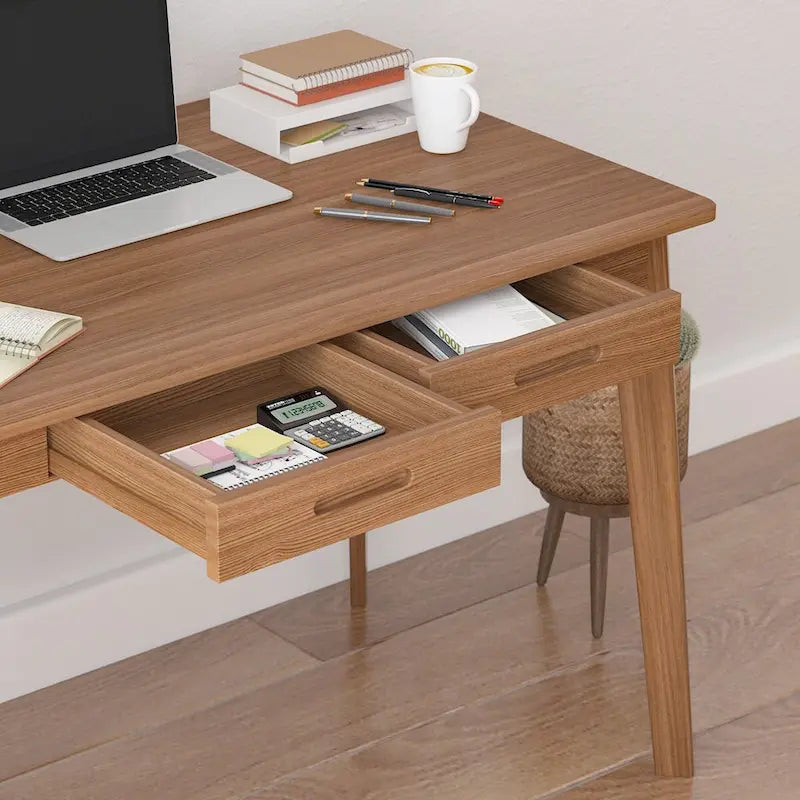 Wood Desk - 39.4"W, Multi-Functional, Rounded Corners, Optional Drawers, Easy Assembly