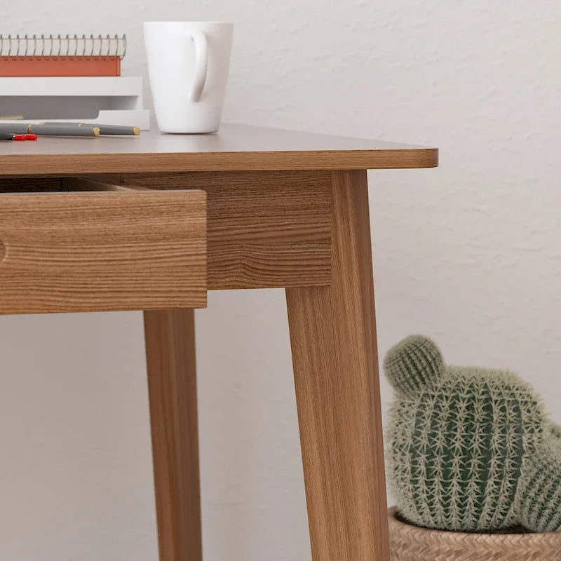 Wood Desk - 39.4"W, Multi-Functional, Rounded Corners, Optional Drawers, Easy Assembly