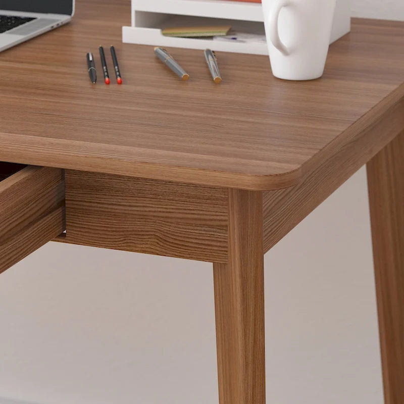 Wood Desk - 39.4"W, Multi-Functional, Rounded Corners, Optional Drawers, Easy Assembly
