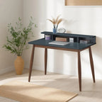 Roundhill Furniture Roskilde Grey-blue Wooden Storage Office Desk