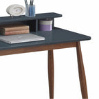 Office Desk - Grey-Blue & Brown, 3 Pigeonholes, Tapered Legs, Mid-Century, 43"W x 34.4"H