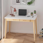 Home Office Desk - 39.4"W, MDF & Solid Wood, 2 Drawers, 120 lbs Capacity, Classic Style