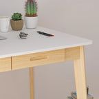 Home Office Desk - 39.4"W, MDF & Solid Wood, 2 Drawers, 120 lbs Capacity, Classic Style