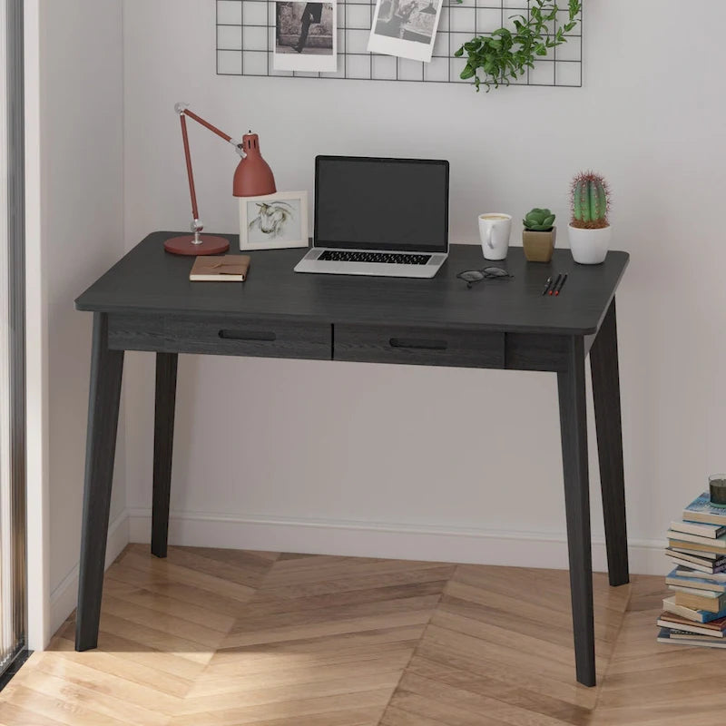 Home Office Desk - 39.4"W, MDF & Solid Wood, 2 Drawers, 120 lbs Capacity, Classic Style