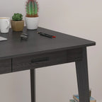 Home Office Desk - 39.4"W, MDF & Solid Wood, 2 Drawers, 120 lbs Capacity, Classic Style