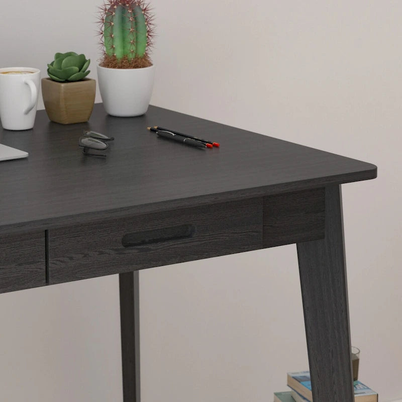 Home Office Desk - 39.4"W, MDF & Solid Wood, 2 Drawers, 120 lbs Capacity, Classic Style