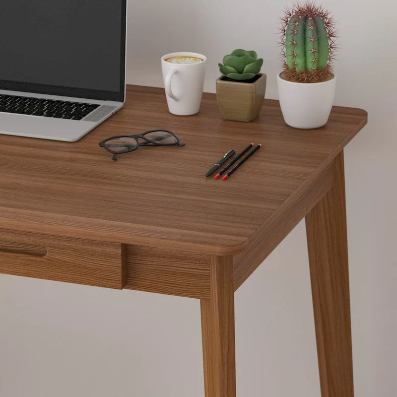 Home Office Desk - 39.4"W, MDF & Solid Wood, 2 Drawers, 120 lbs Capacity, Classic Style