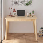 Home Office Desk - 39.4"W, MDF & Solid Wood, 2 Drawers, 120 lbs Capacity, Classic Style