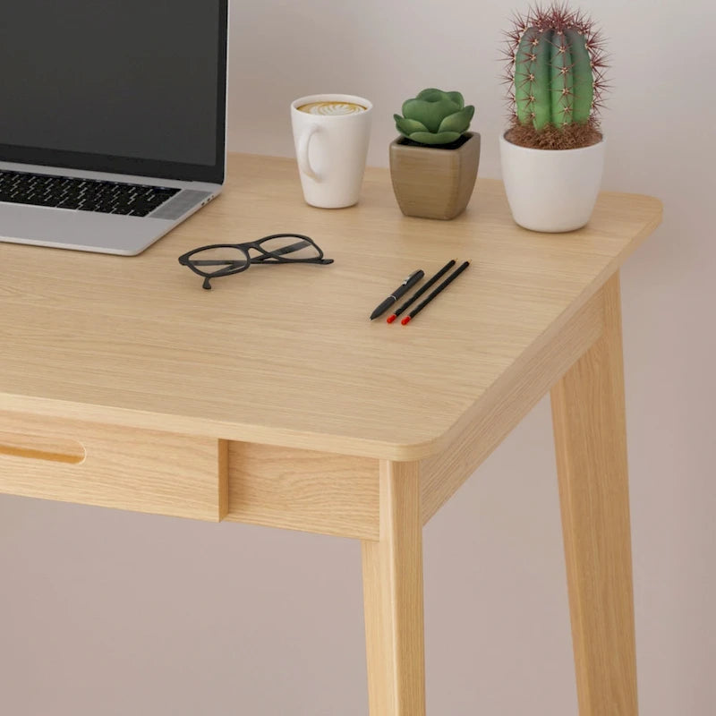 Home Office Desk - 39.4"W, MDF & Solid Wood, 2 Drawers, 120 lbs Capacity, Classic Style