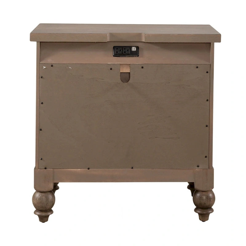 Americana Farmhouse Dusty Taupe 2 Drawer Nightstand with Charging Station