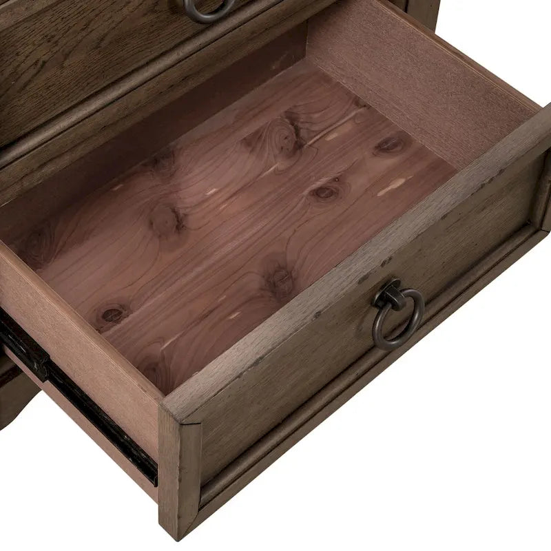 Nightstand - Dusty Taupe, 2 Drawers, Charging Station, Brass Hardware, 28"W x 28"H, Farmhouse