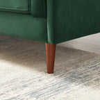 Mid-Century Modern Sofa - Teal Velvet, 3-Seater, Square Arms, Wood Frame, 88"W x 33"H