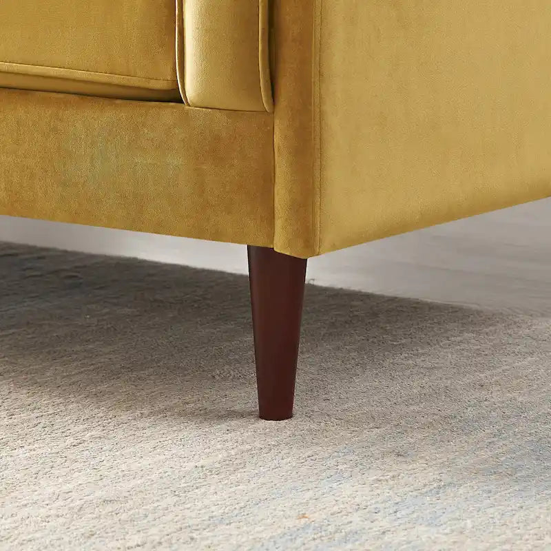 Mid-Century Modern Sofa - Teal Velvet, 3-Seater, Square Arms, Wood Frame, 88"W x 33"H