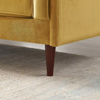 Mid-Century Modern Sofa - Teal Velvet, 3-Seater, Square Arms, Wood Frame, 88"W x 33"H