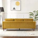 Mid-Century Modern Sofa - Teal Velvet, 3-Seater, Square Arms, Wood Frame, 88"W x 33"H