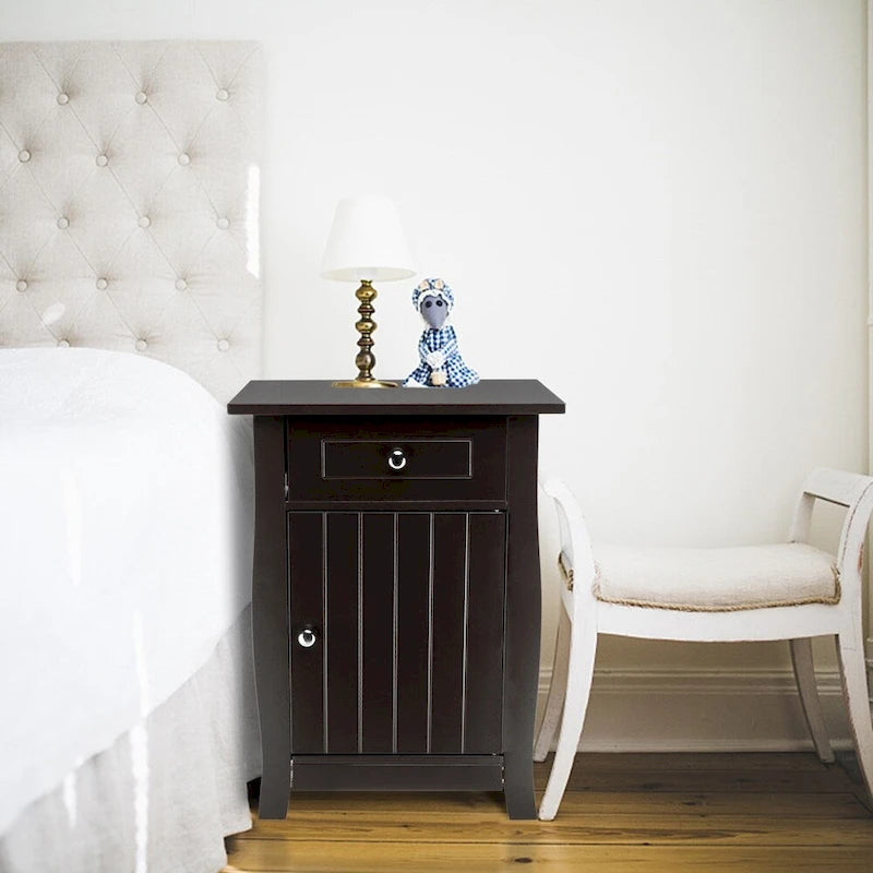 Single Door Bedside Cabinet Nightstand Table with 1 Drawer