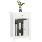 Nightstand - White MDF, 1 Door, 1 Drawer, Paint Finish, 17.72"W x 23.62"H, Compact