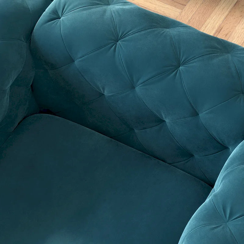 Chesterfield Club Chair - Velvet, Diamond Tufted, Chrome Legs, 46.5"W x 29.5"H, Single Seat