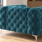 Chesterfield Club Chair - Velvet, Diamond Tufted, Chrome Legs, 46.5"W x 29.5"H, Single Seat