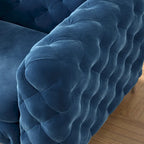 Chesterfield Club Chair - Velvet, Diamond Tufted, Chrome Legs, 46.5"W x 29.5"H, Single Seat