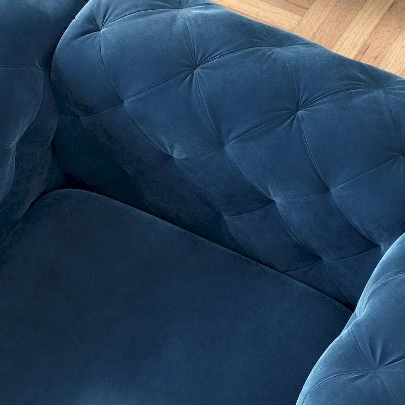 Chesterfield Club Chair - Velvet, Diamond Tufted, Chrome Legs, 46.5"W x 29.5"H, Single Seat