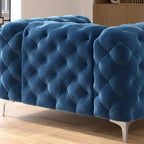 Chesterfield Club Chair - Velvet, Diamond Tufted, Chrome Legs, 46.5"W x 29.5"H, Single Seat