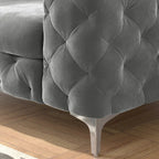 Chesterfield Club Chair - Velvet, Diamond Tufted, Chrome Legs, 46.5"W x 29.5"H, Single Seat