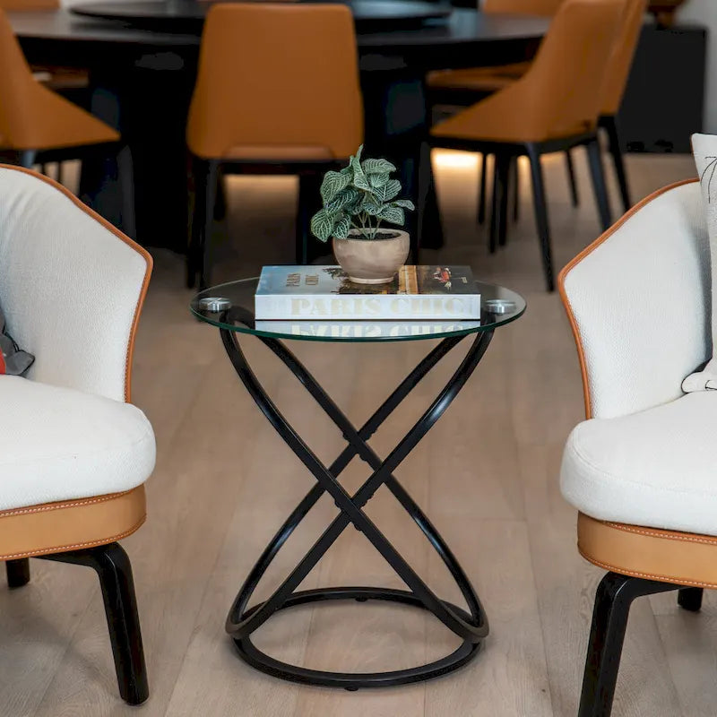 Danya B Galaxy Tempered Glass Round End Table