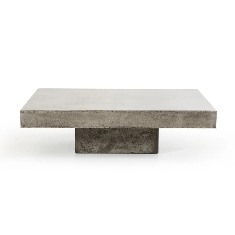 Modern Square Coffee Table - Gray Concrete Finish, 43"W x 43"D x 12"H, Contemporary Design