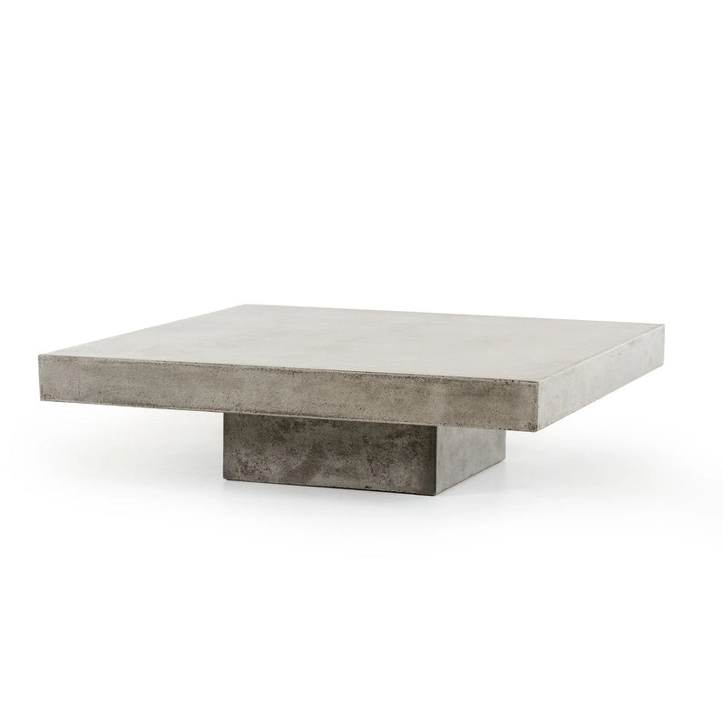 Modern Square Coffee Table - Gray Concrete Finish, 43"W x 43"D x 12"H, Contemporary Design