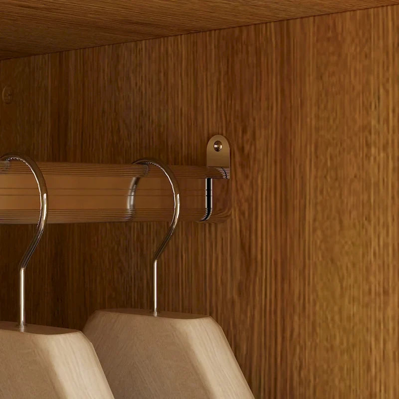 Wood Wardrobe - 2 Doors, 2 Drawers, Hanging Rod, 31.4"W x 70.9"H, Storage Organizer